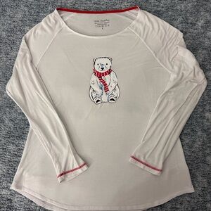 Vera Bradley White Long Sleeve with Bear and Red Accents Size Large